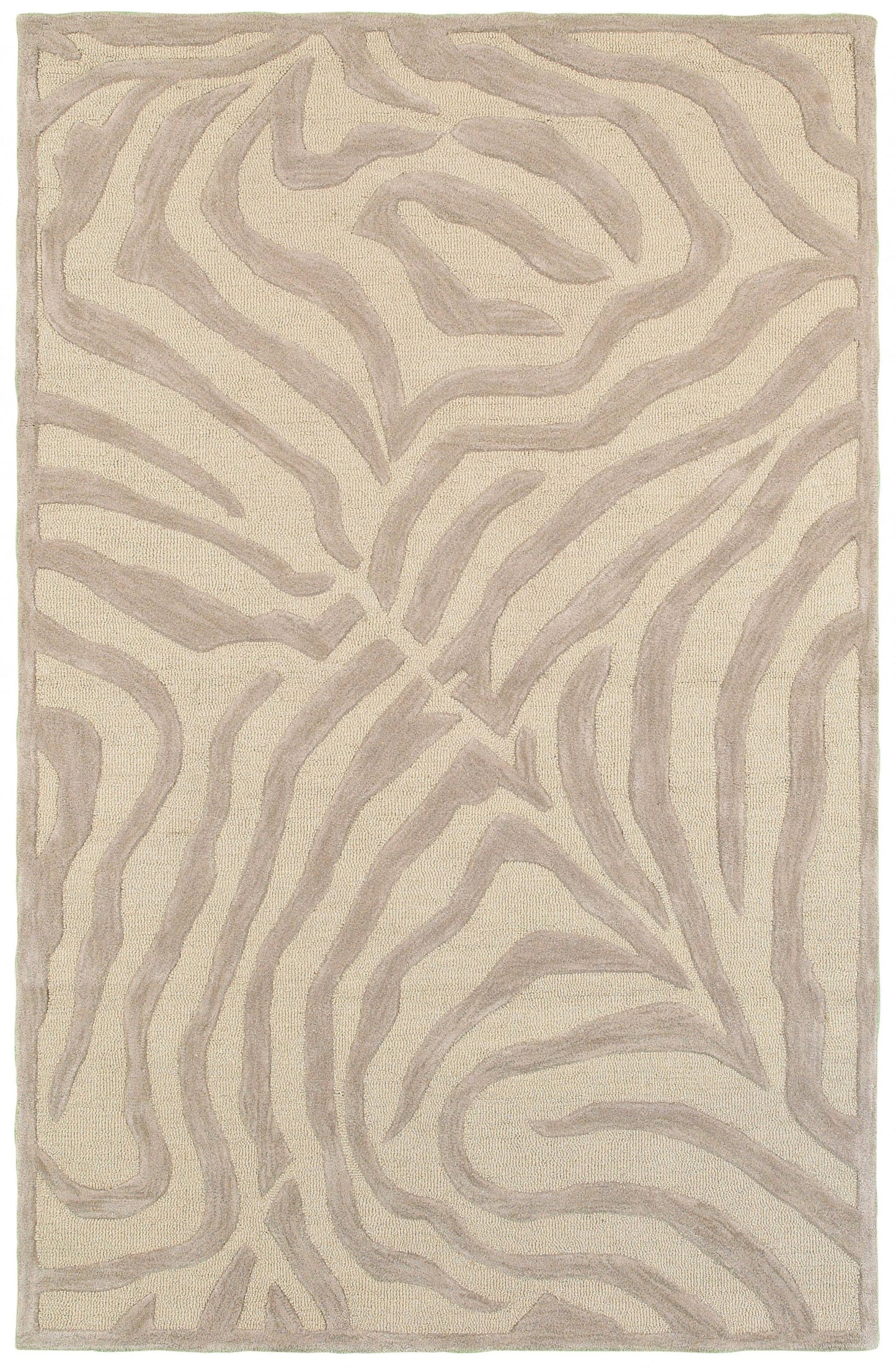 3' Round Taupe Zebra Pattern Area Rug