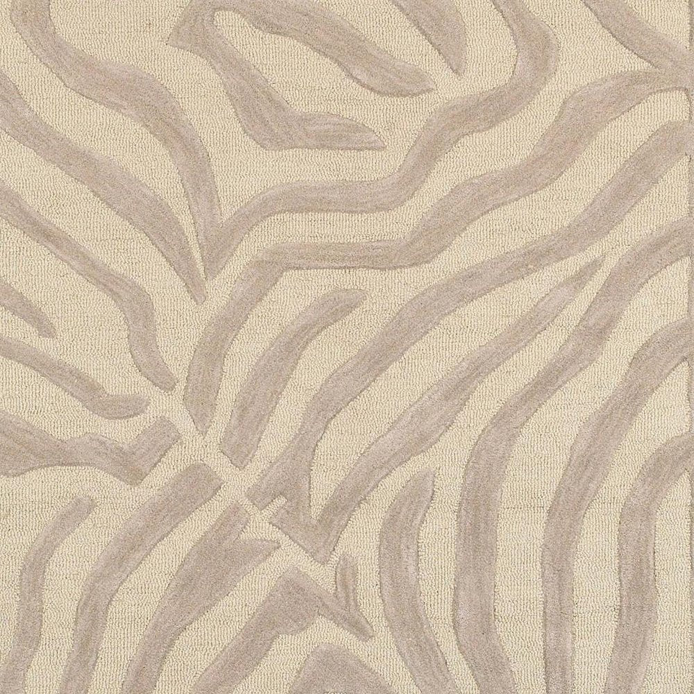 3' Round Taupe Zebra Pattern Area Rug