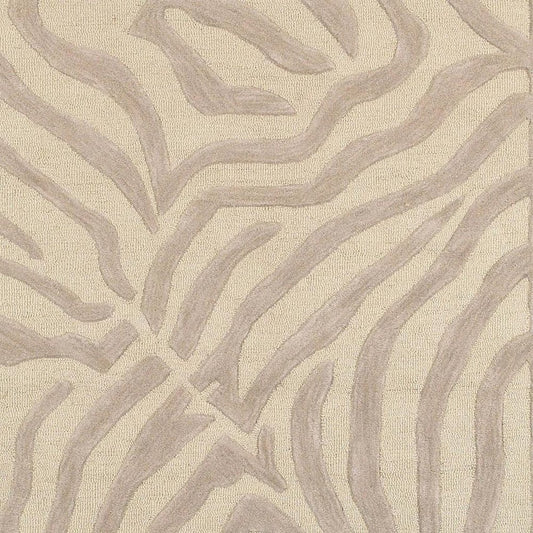 3' Round Taupe Zebra Pattern Area Rug