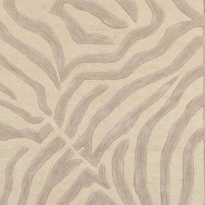 3' Round Taupe Zebra Pattern Area Rug