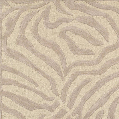 3' Round Taupe Zebra Pattern Area Rug