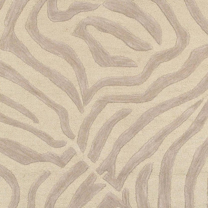 3' Round Taupe Zebra Pattern Area Rug