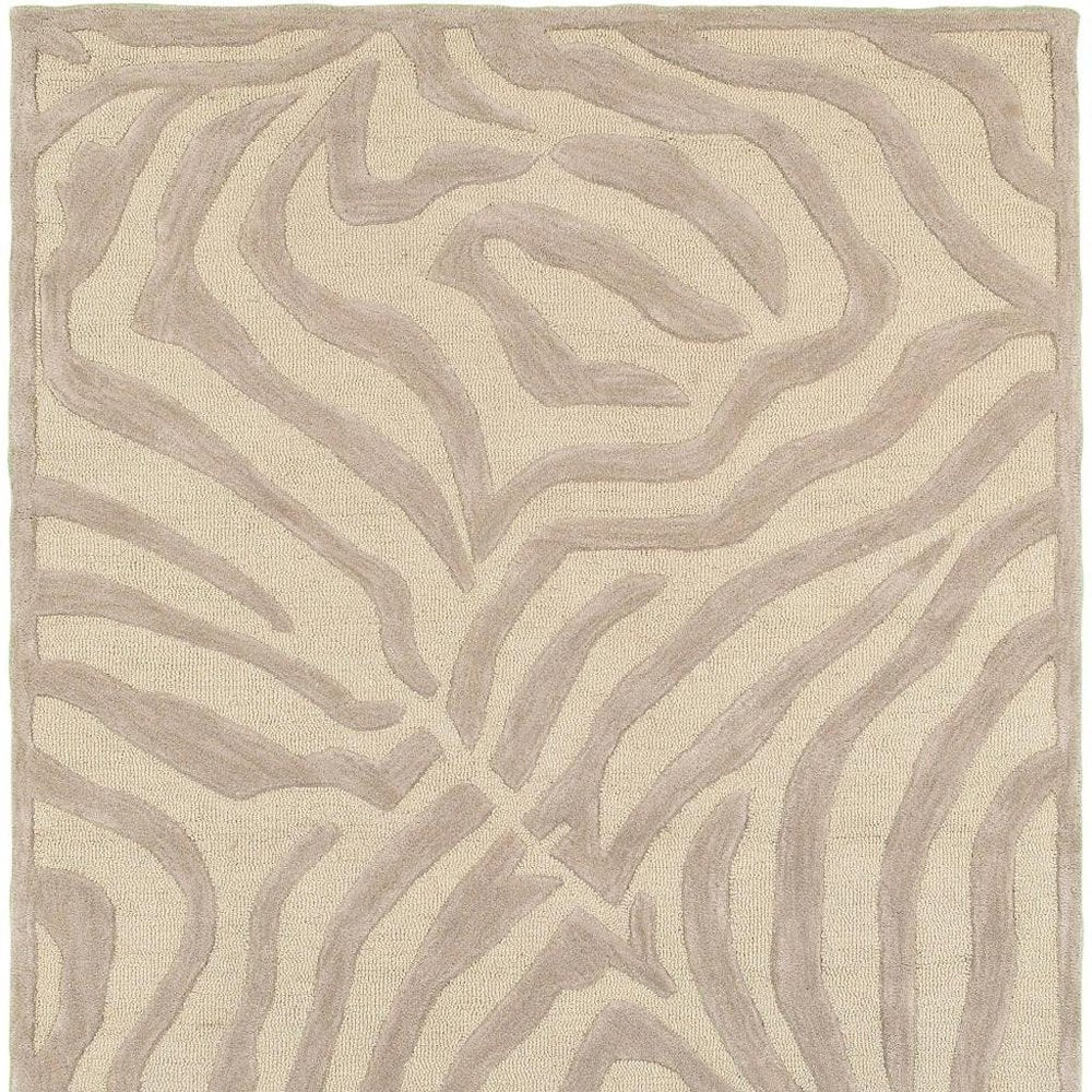 5' Round Taupe Zebra Pattern Area Rug