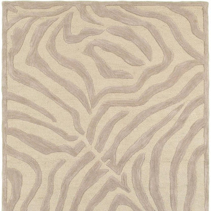 5' Round Taupe Zebra Pattern Area Rug