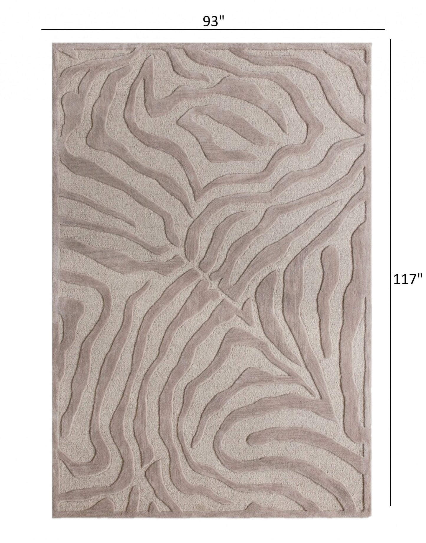 3' Round Taupe Zebra Pattern Area Rug