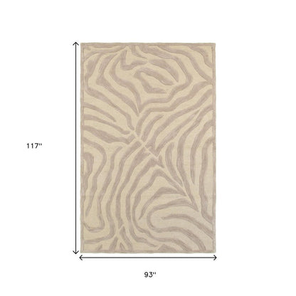 3' Round Taupe Zebra Pattern Area Rug