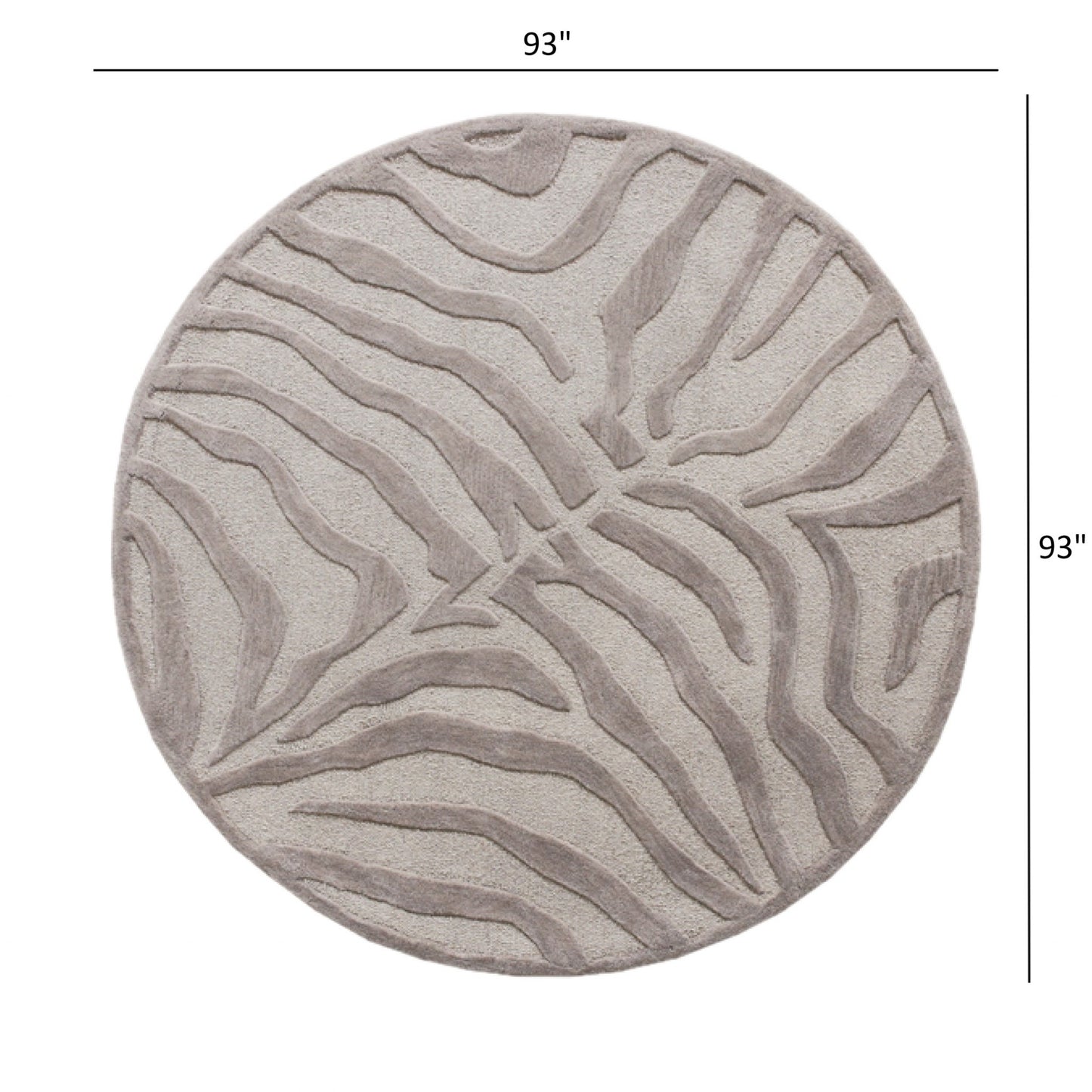 3' Round Taupe Zebra Pattern Area Rug