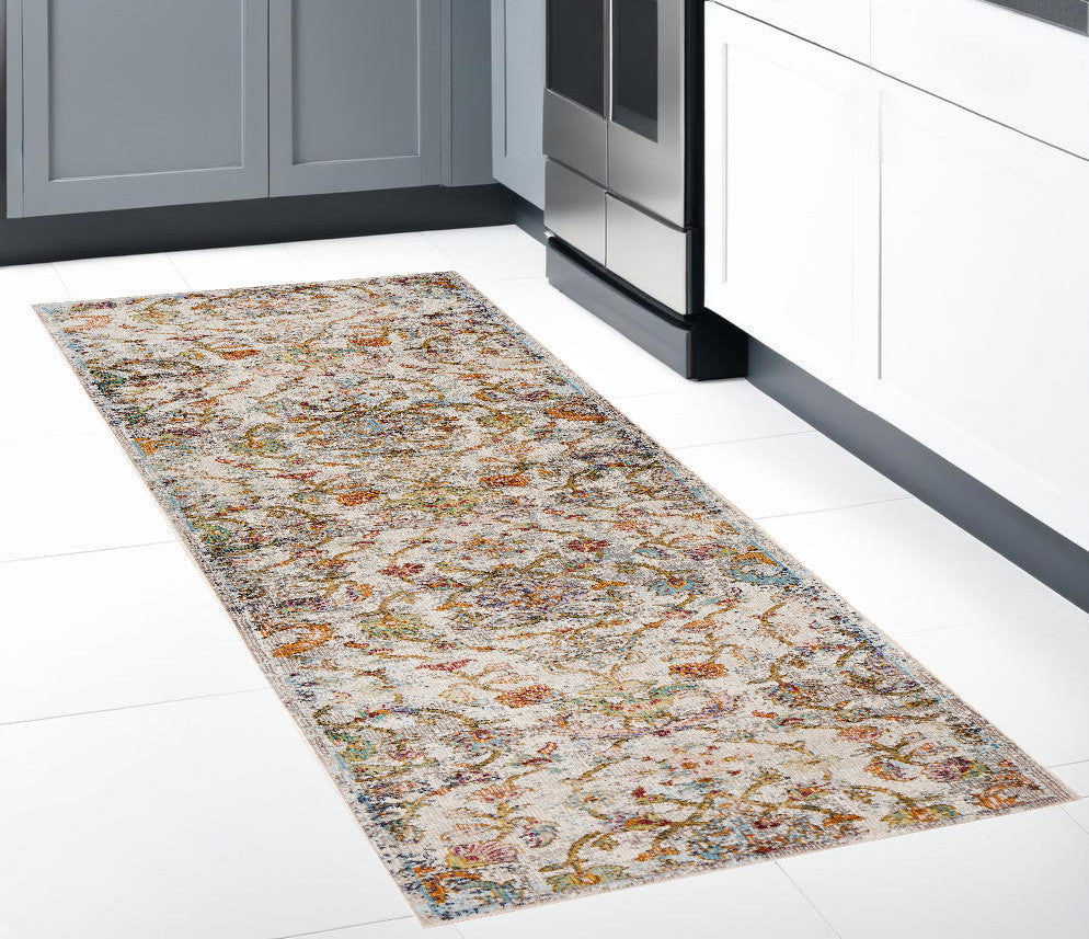 5' X 8' Beige and Ivory Area Rug