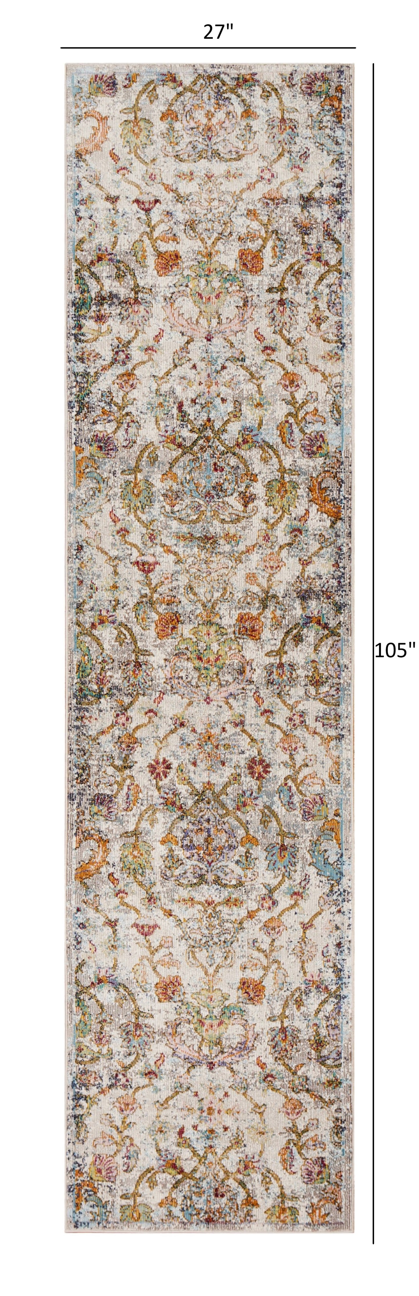 5' X 8' Beige and Ivory Area Rug