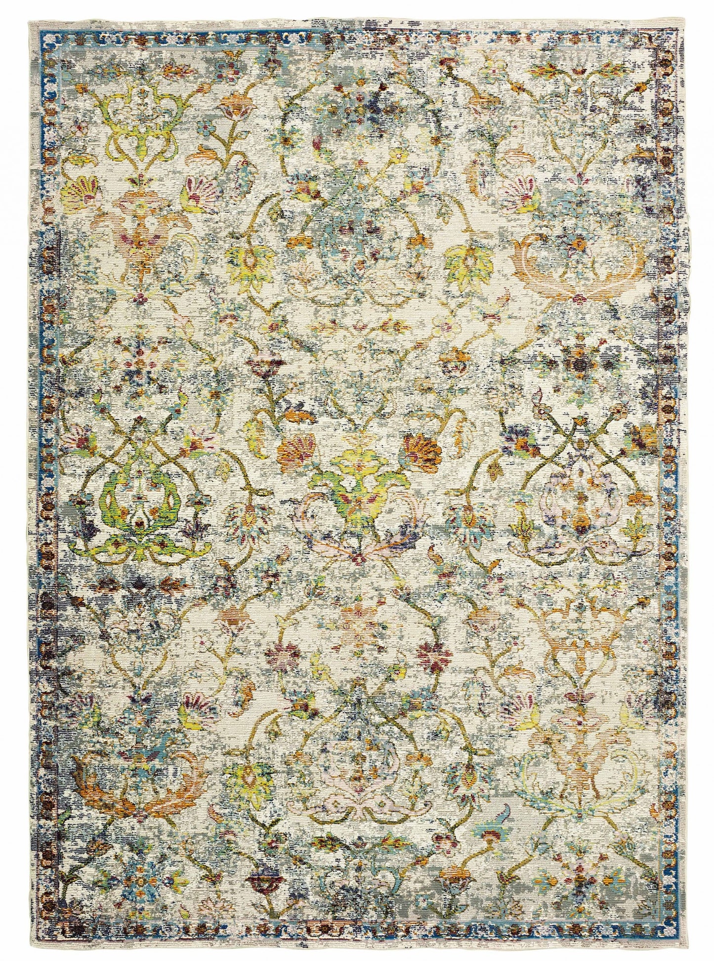 5' X 8' Beige and Ivory Area Rug