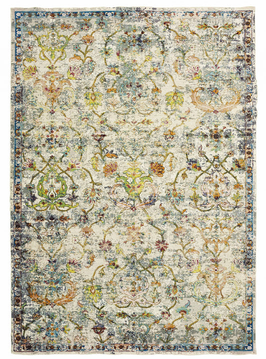 4' X 6' Beige Abstract Garden Area Rug