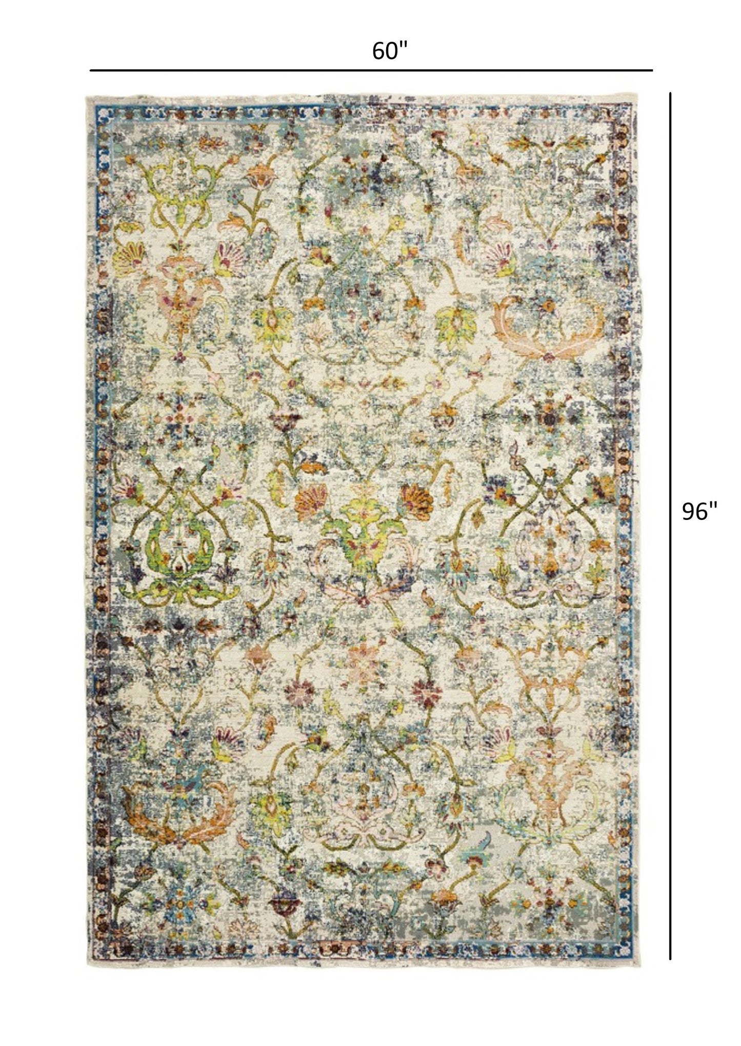 5' X 8' Beige and Ivory Area Rug