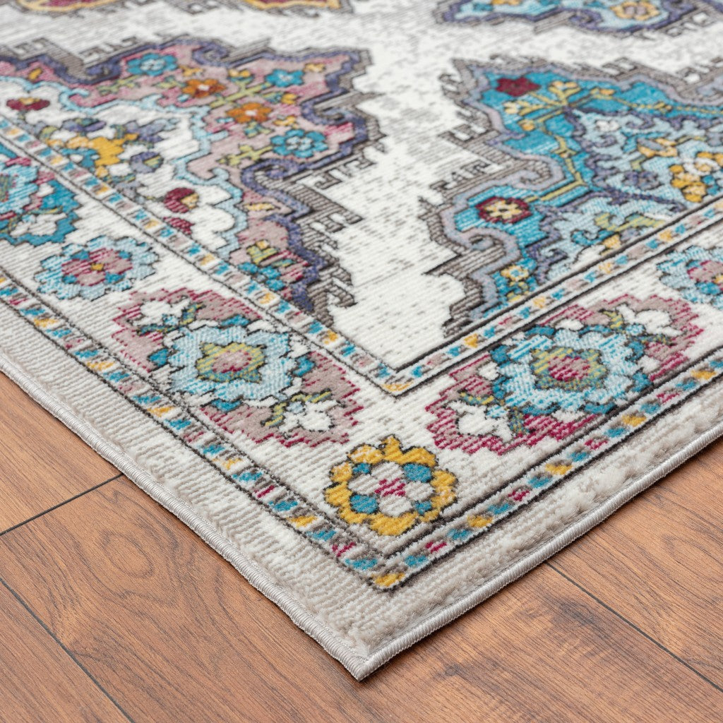 5’ x 8’ Blue Traditional Floral Motifs Area Rug