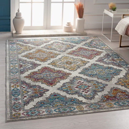 8' X 10' Blue Traditional Floral Motifs Area Rug