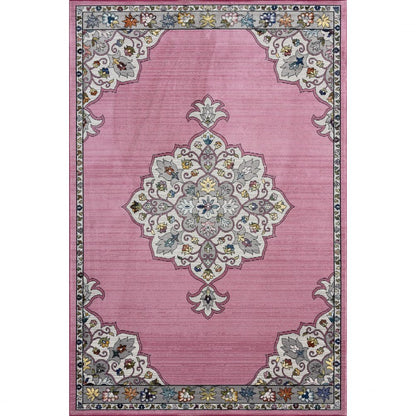 8' X 10' Pink Traditional Medallion Area Rug