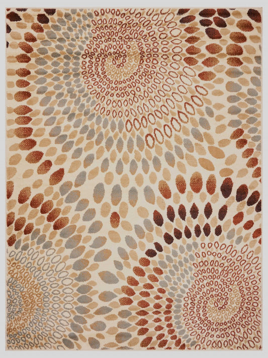 5' X 7' Cream and Brown Swirls Area Rug