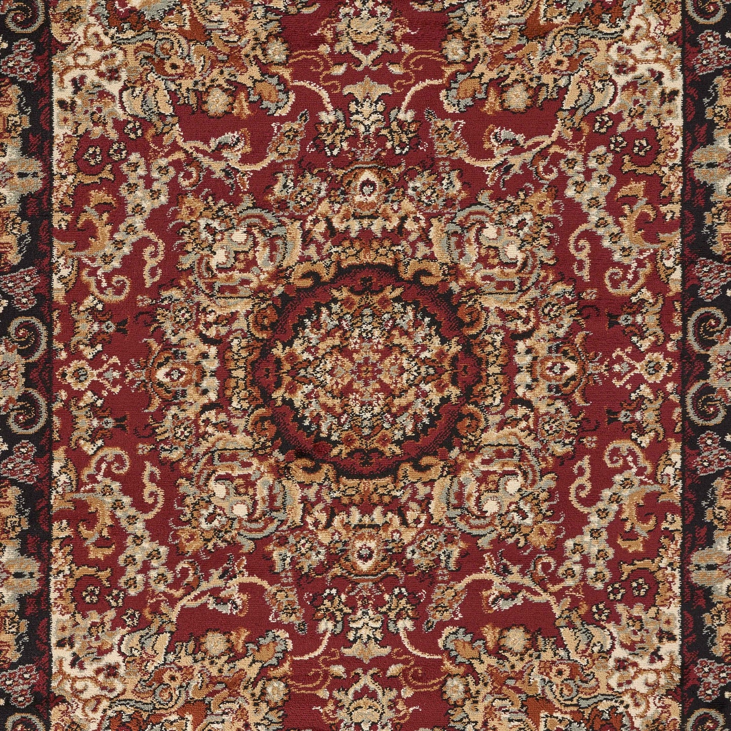 8' X 10' Red and Black Floral Medallion Area Rug