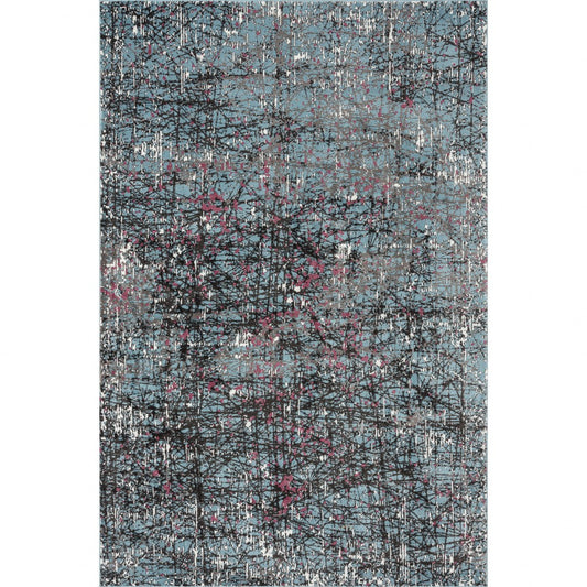 5' X 8' Blue Chaotic Strokes Area Rug