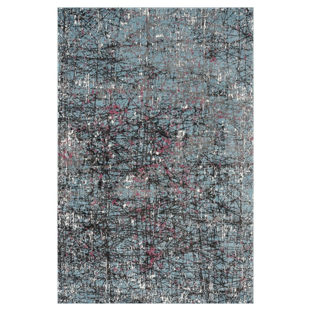 5' X 8' Blue Chaotic Strokes Area Rug