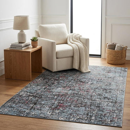5' X 8' Blue Chaotic Strokes Area Rug
