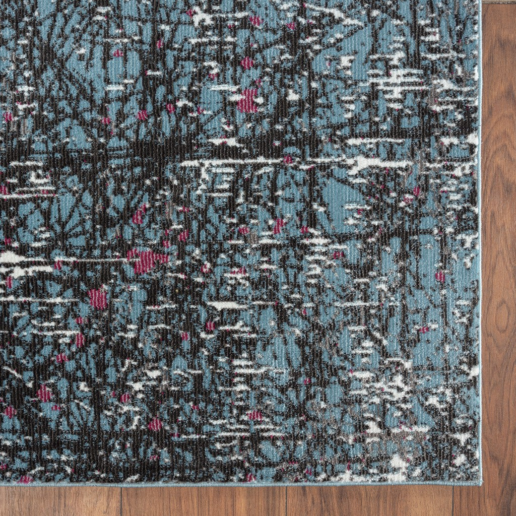 5' X 8' Blue Chaotic Strokes Area Rug