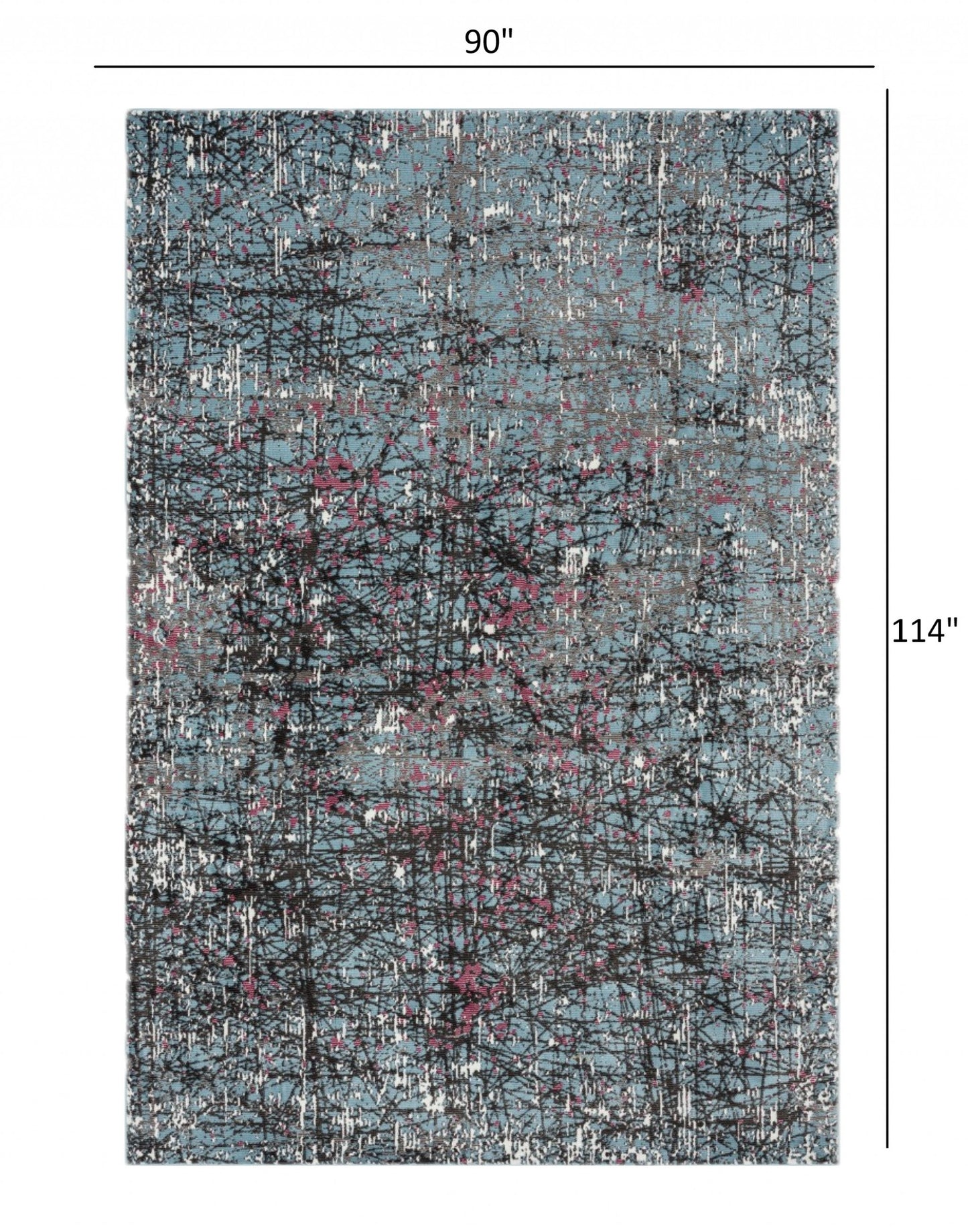 5' X 8' Blue Chaotic Strokes Area Rug