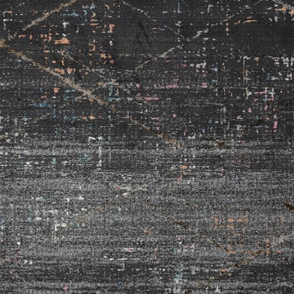 5' X 8' Distressed Black Abstract Area Rug