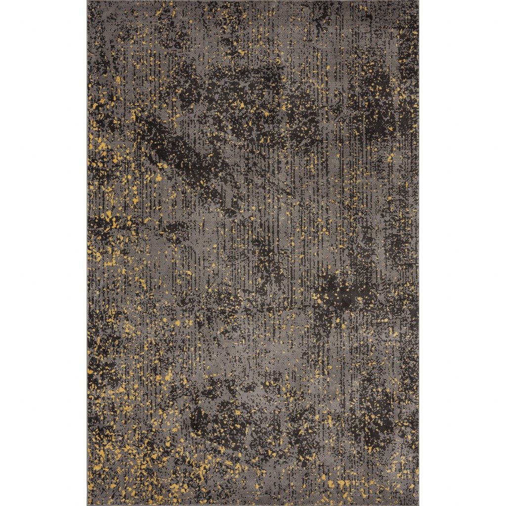 5' X 8' Gray and Yellow Abstract Sprinkle Area Rug