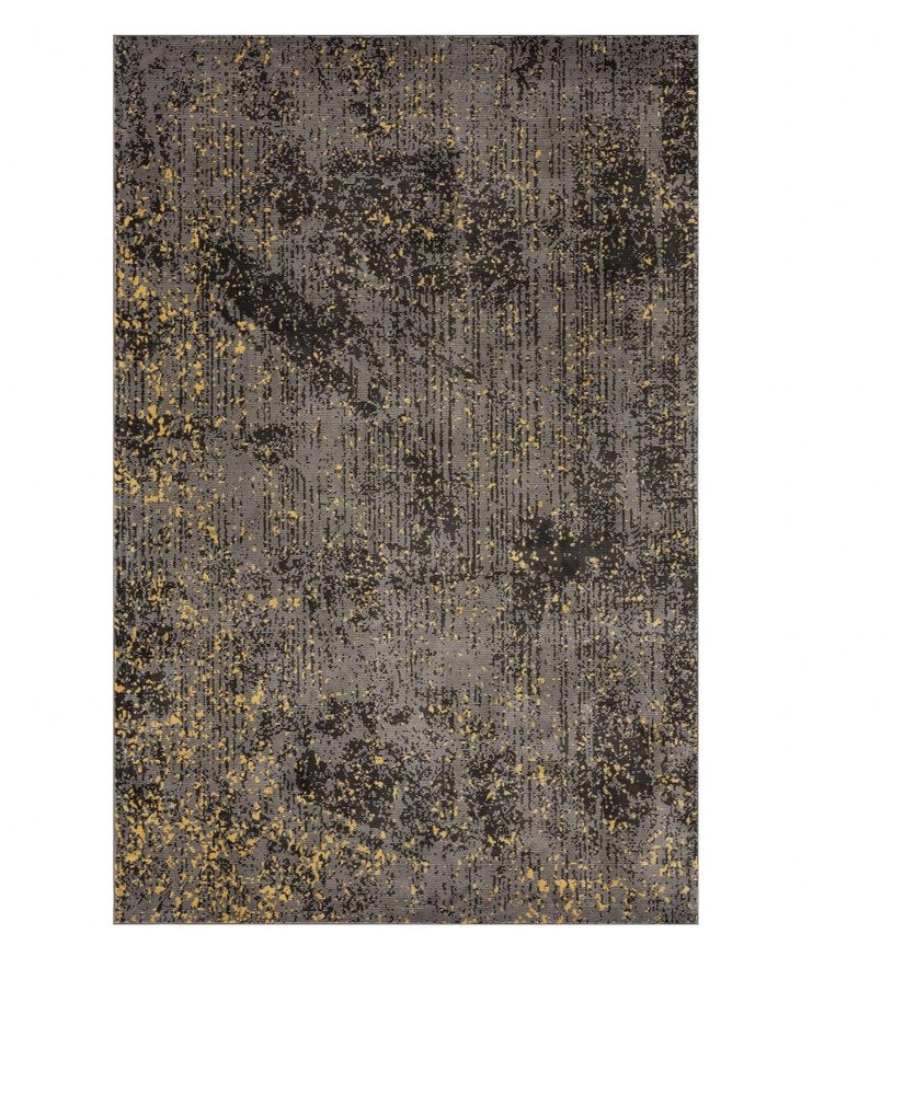 8' X 10' Gray and Yellow Abstract Sprinkle Area Rug