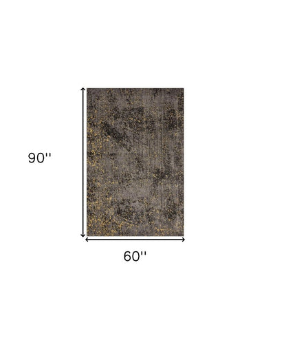 8' X 10' Gray and Yellow Abstract Sprinkle Area Rug