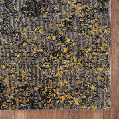 8' X 10' Gray and Yellow Abstract Sprinkle Area Rug