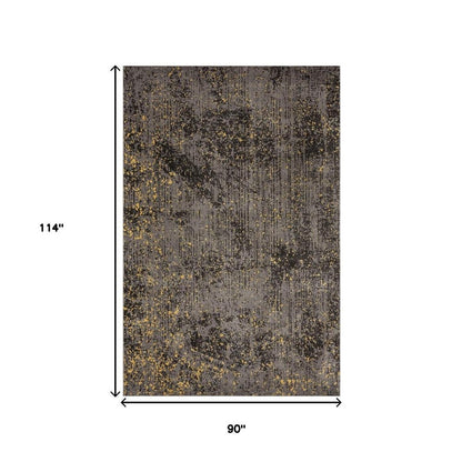 5' X 8' Gray and Yellow Abstract Sprinkle Area Rug