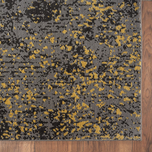 5' X 8' Gray and Yellow Abstract Sprinkle Area Rug