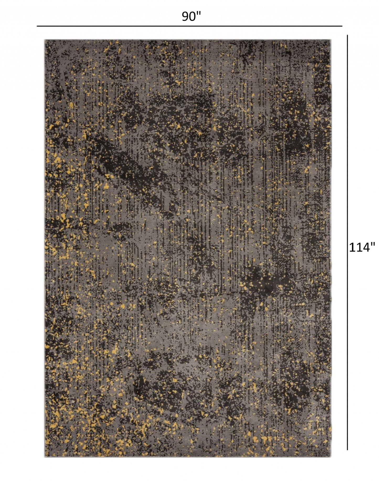 5' X 8' Gray and Yellow Abstract Sprinkle Area Rug