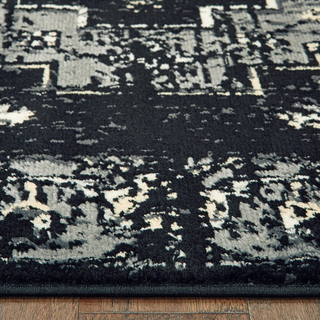 5’ x 7’ Black Medallion Oriental Area Rug