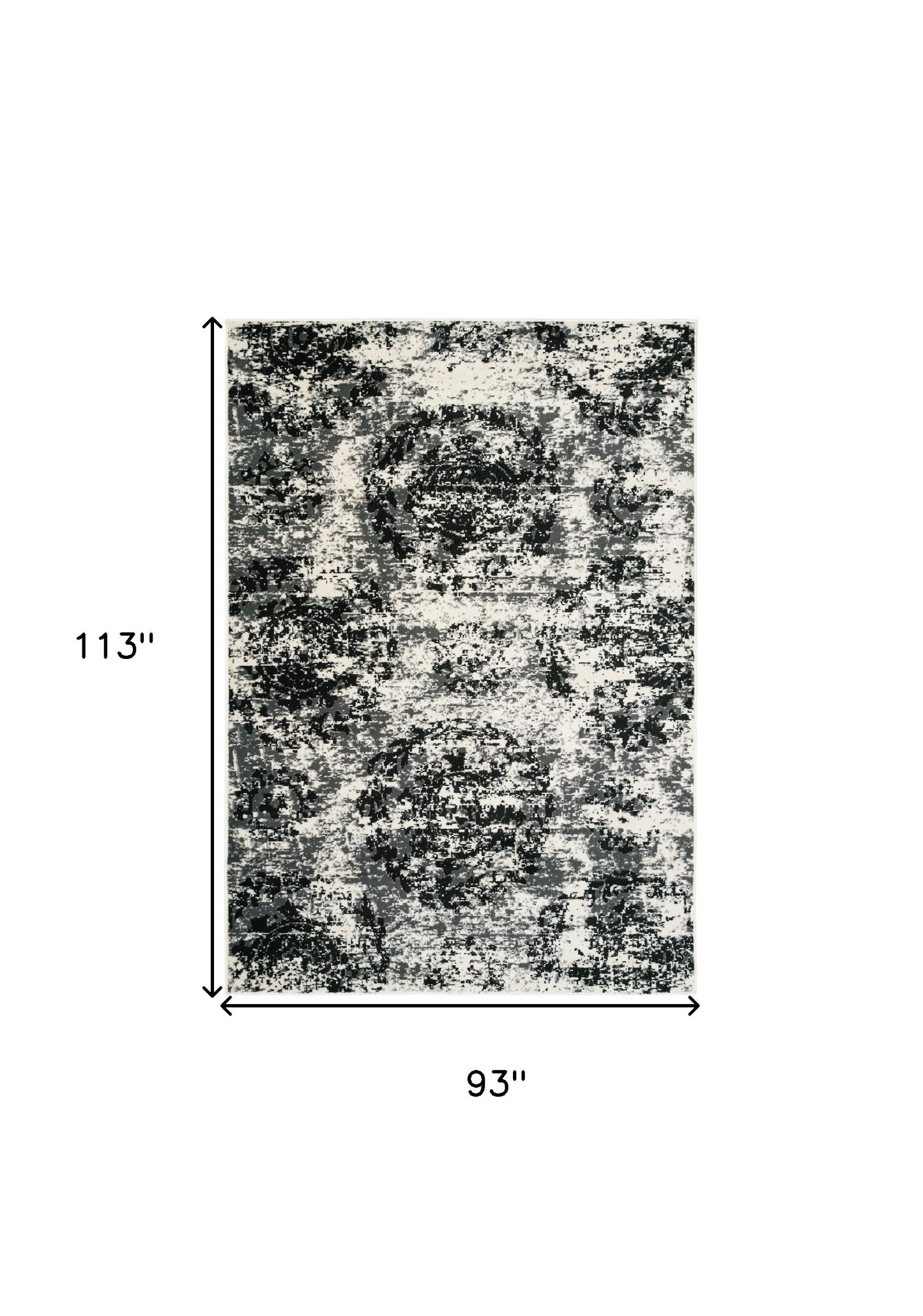 5' X 7' Black and White Abstract Area Rug