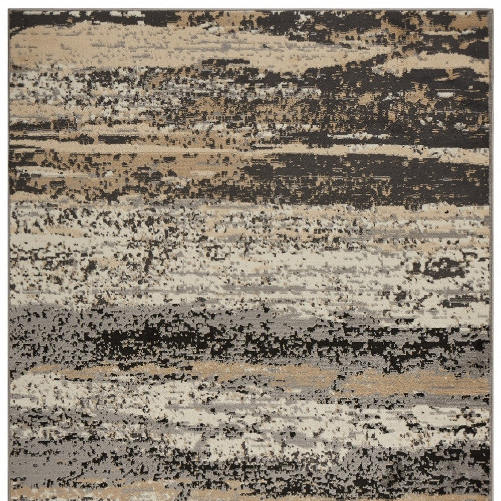 5' X 7' Beige and Black Abstract Desert Area Rug