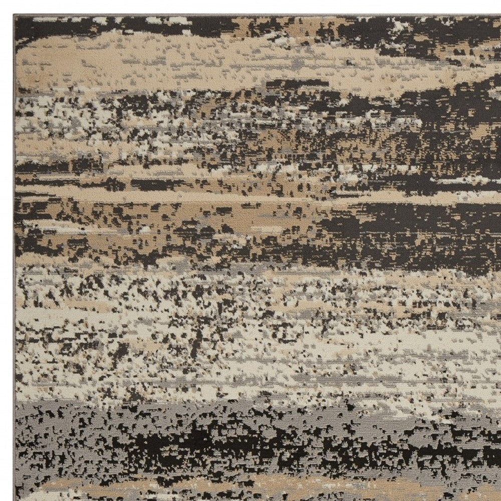 5' X 7' Beige and Black Abstract Desert Area Rug