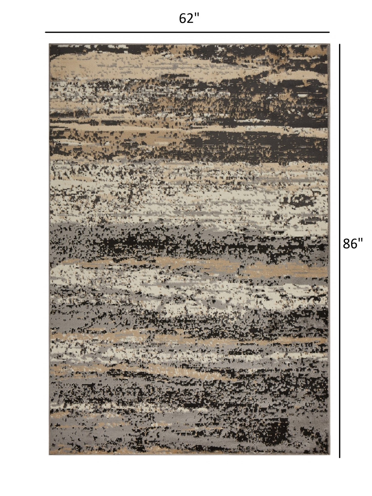 5' X 7' Beige and Black Abstract Desert Area Rug