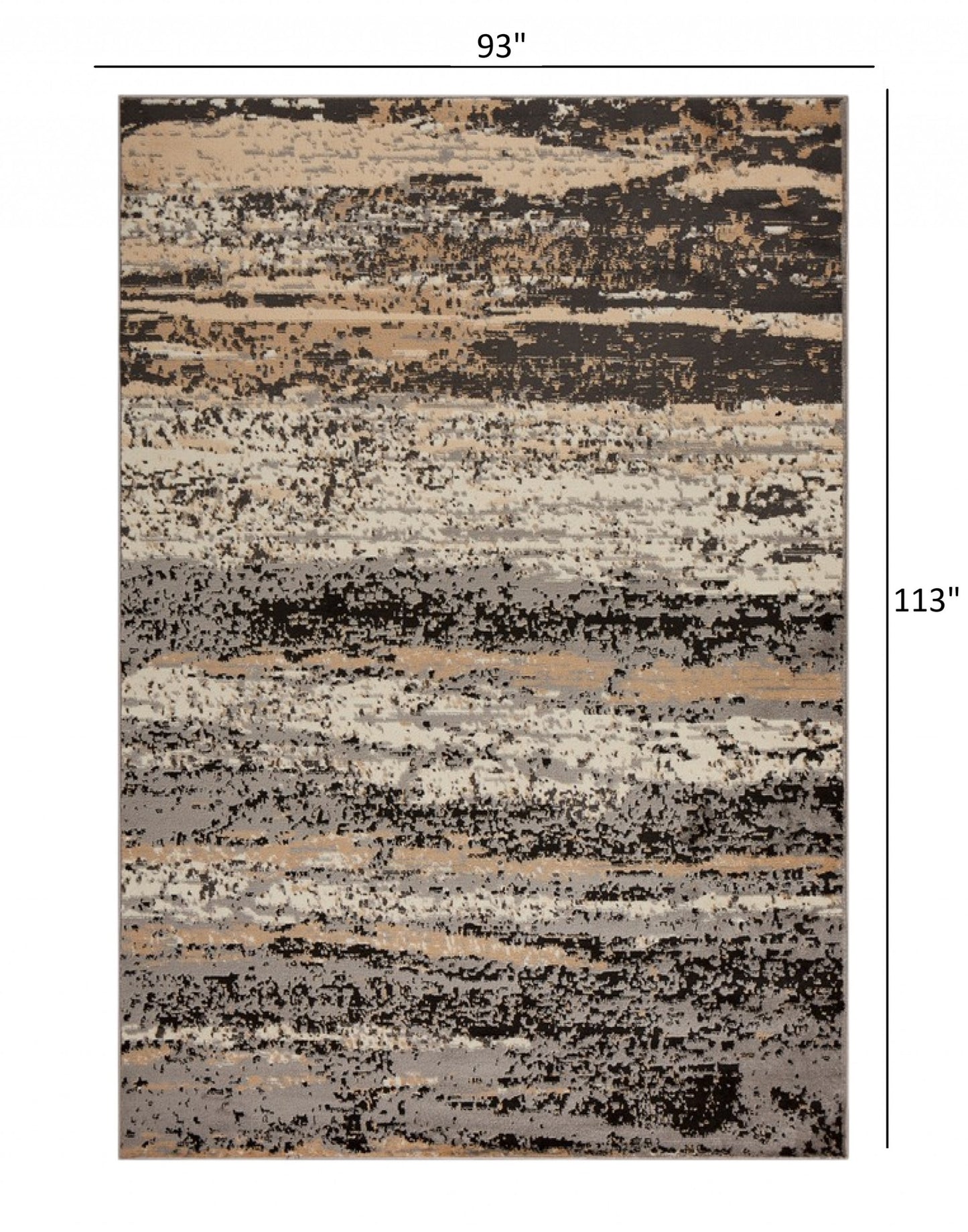 5' X 7' Beige and Black Abstract Desert Area Rug