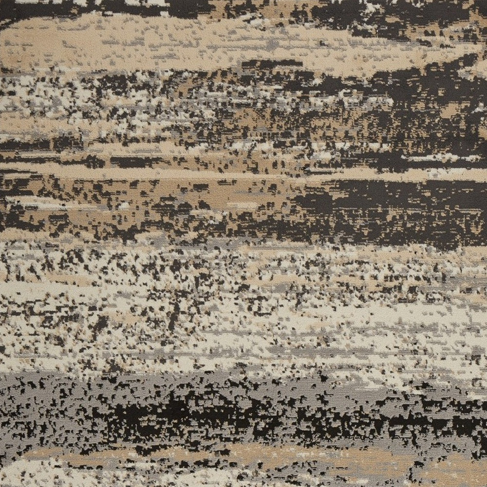 5' X 7' Beige and Black Abstract Desert Area Rug