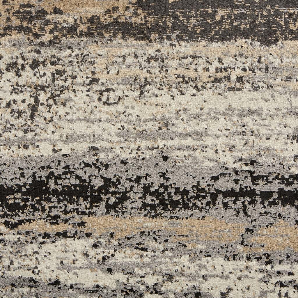 5' X 7' Beige and Black Abstract Desert Area Rug