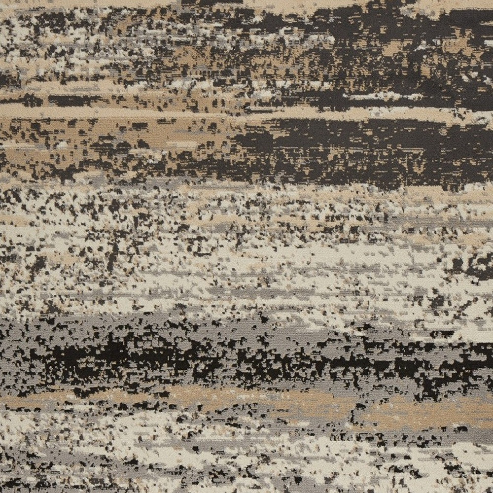 5' X 7' Beige and Black Abstract Desert Area Rug