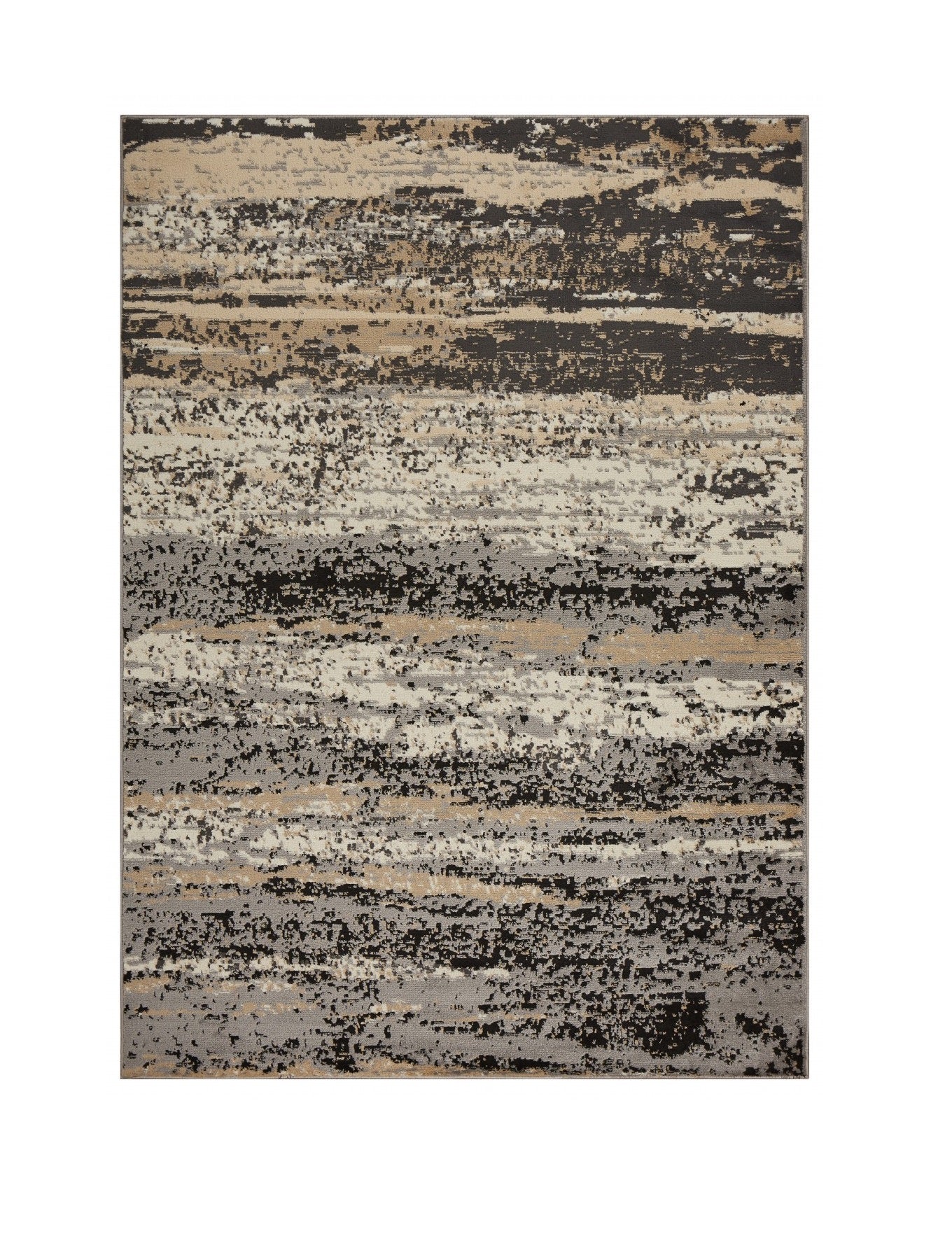 5' X 7' Beige and Black Abstract Desert Area Rug