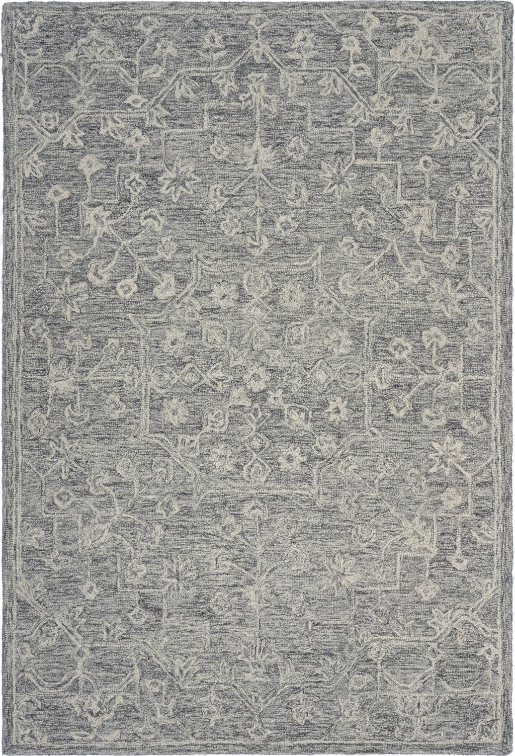 8’ Round Gray Floral Finesse Area Rug