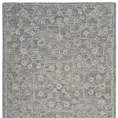 8’ Round Gray Floral Finesse Area Rug
