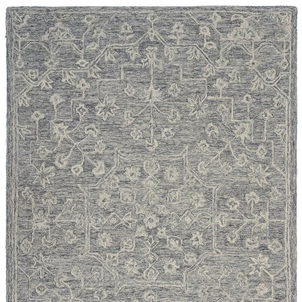 8’ Round Gray Floral Finesse Area Rug
