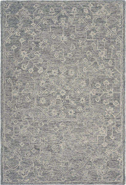 8’ Round Gray Floral Finesse Area Rug