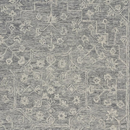 8’ Round Gray Floral Finesse Area Rug