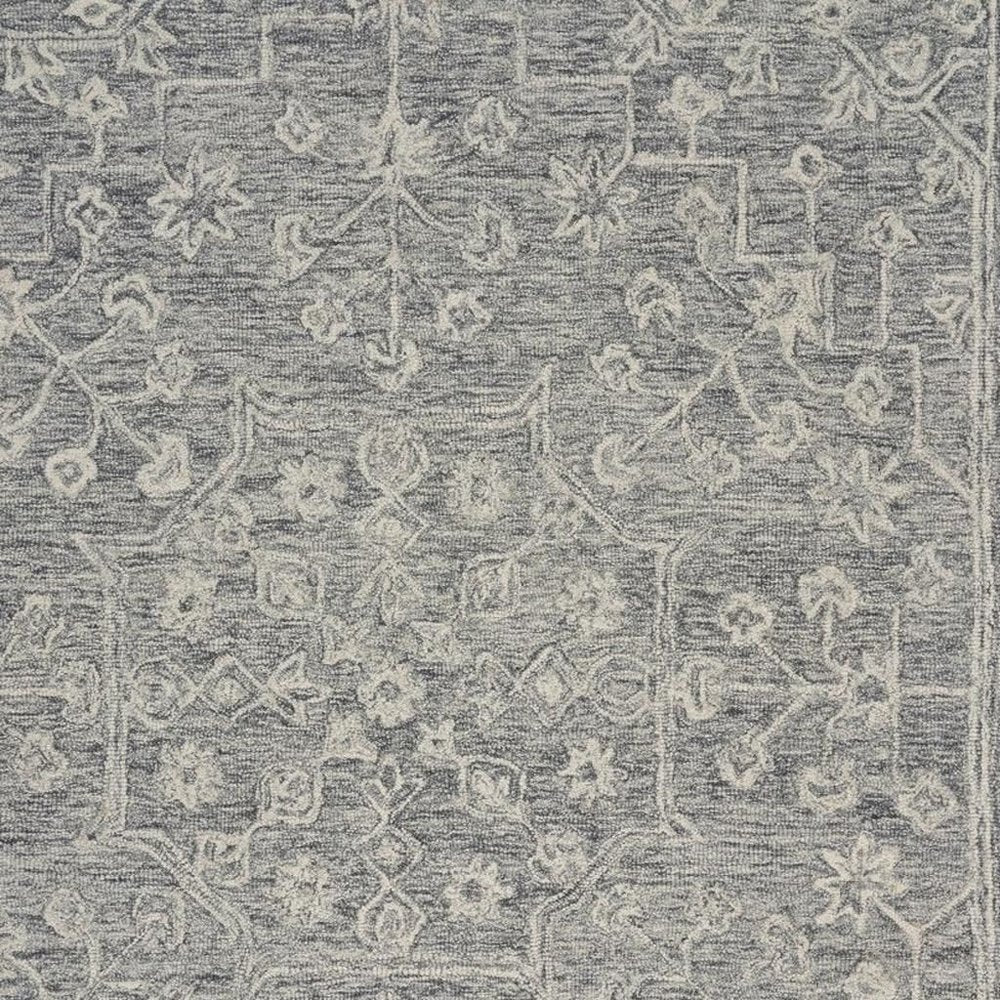 8’ Round Gray Floral Finesse Area Rug